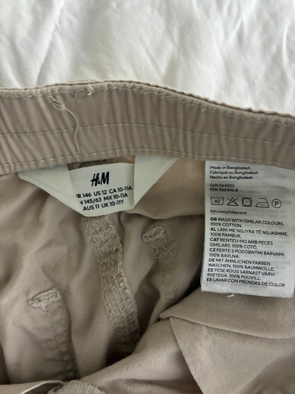 H&M Khaki Cargo Pants – Girls Size 12, Casual & Comfortable